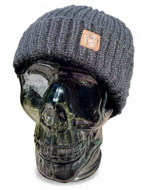 Element skateboard brand Black Knit Beanie with Leather Patch